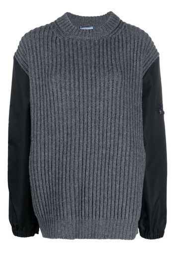 Prada contrast-sleeve ribbed-knit jumper - Grau