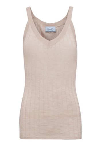 Prada ribbed cashmere tank top - Nude