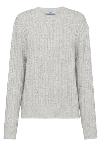 Prada cashmere rhinestone-embellished jumper - Grau