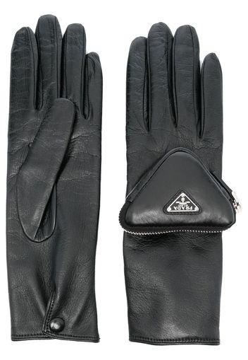 Prada zip-pocket leather gloves - Schwarz