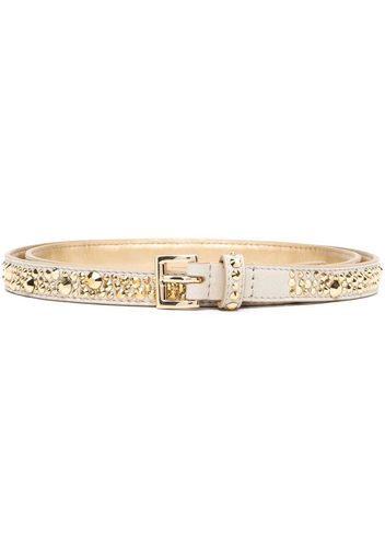 Prada crystal-embellished leather buckle belt - Gold