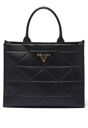 Prada large logo-lettering leather tote bag - Schwarz