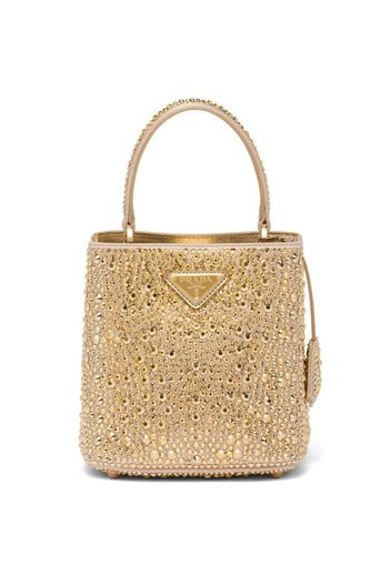 Prada small Panier crystal-embellished tote bag - Gold