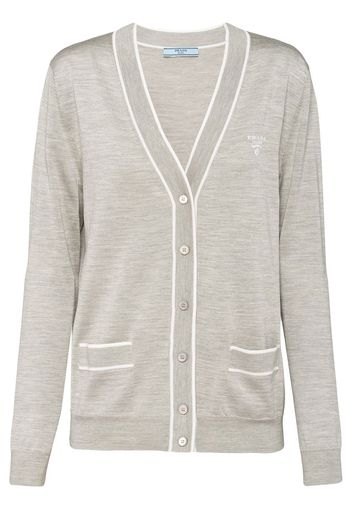 Prada Cardigan mit Logo-Stickerei - Grau