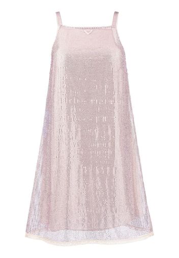 Prada rhinestone-embellished mesh minidress - Rosa