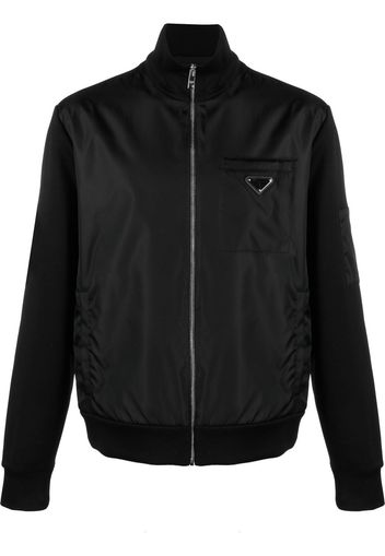 Prada contrasting-fabric zip-up sweatshirt - Schwarz