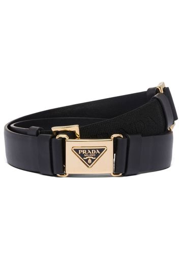 Prada triangle-logo leather belt - Schwarz