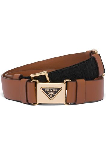 Prada triangle-logo leather belt - Braun