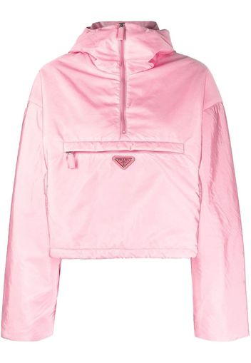 Prada triangle-logo hooded jacket - Rosa