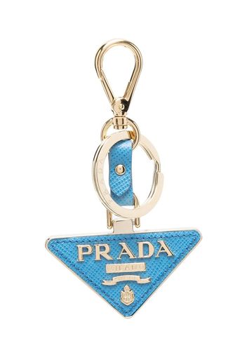 Prada leather logo-charm key ring - Blau