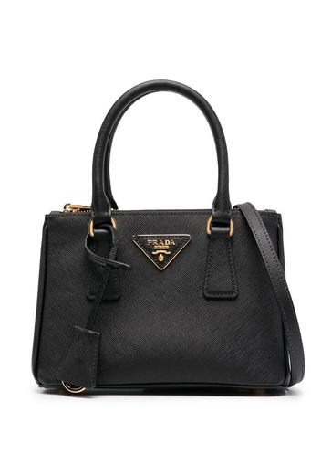 Prada logo-plaque tote bag - Schwarz