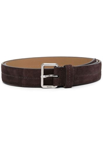 Prada engraved-buckel detail belt - Braun