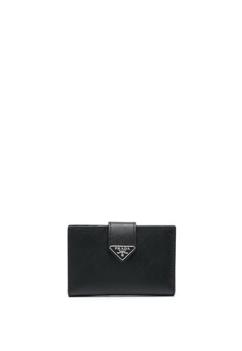 Prada logo-plaque leather wallet - Schwarz