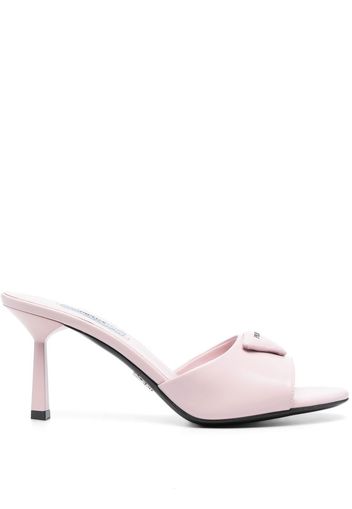 Prada 80mm logo-plaque leather mules - Rosa