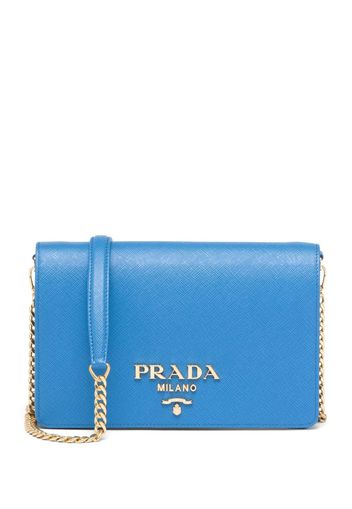 Prada logo plaque crossbody bag - Blau