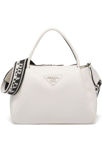 Prada Handtasche mit Logo-Schild - Weiß