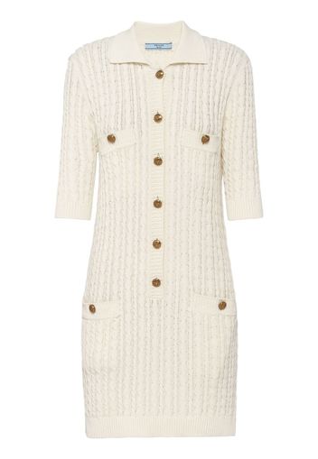 Prada cable-knit cotton mini dress - Nude