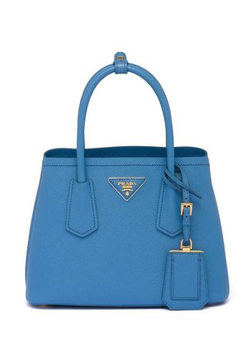 Prada leather logo-patch shoulder bag - Blau