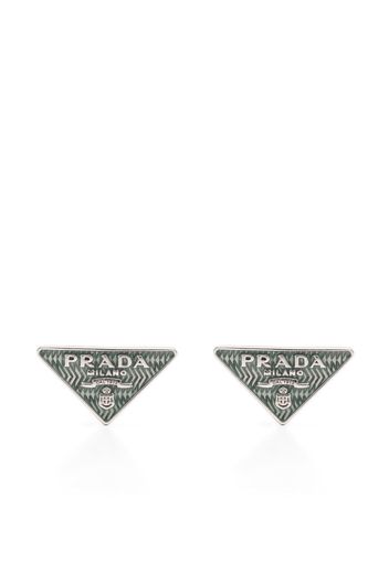 Prada triangle logo earrings - Silber