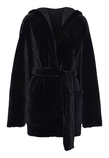 Prada shearling deconstructed-caban jacket - Schwarz