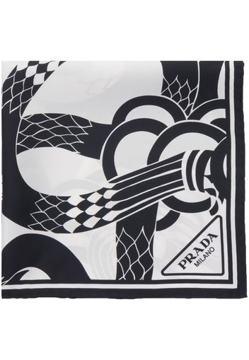 Prada snake-print silk foulard - Weiß