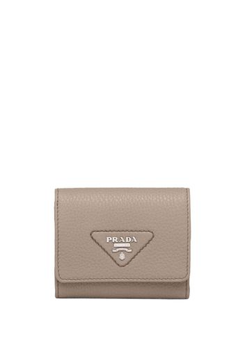 Prada logo-lettering leather wallet - Grau