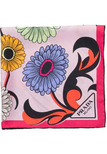 Prada pop-retro floral-printed silk scarf - Rosa