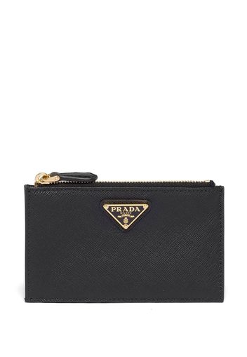 Prada leather logo-plaque card holder - Schwarz