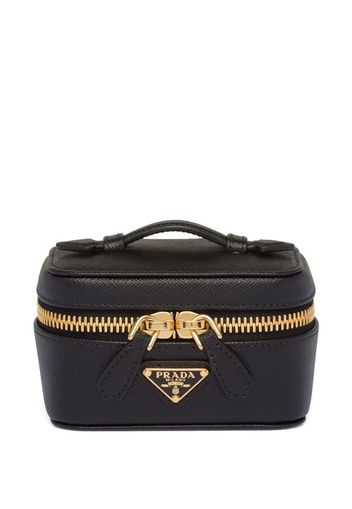 Prada triangle-logo leather beauty case - Schwarz