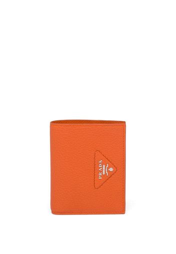 Prada logo-plaque leather wallet - Orange