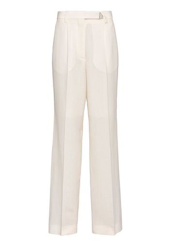 Prada wool triangle-logo flared pants - Weiß