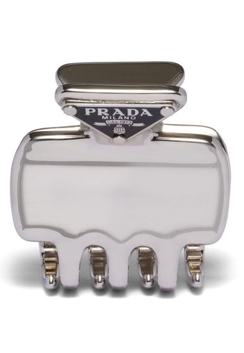 Prada triangle-logo claw hair clip - Silber