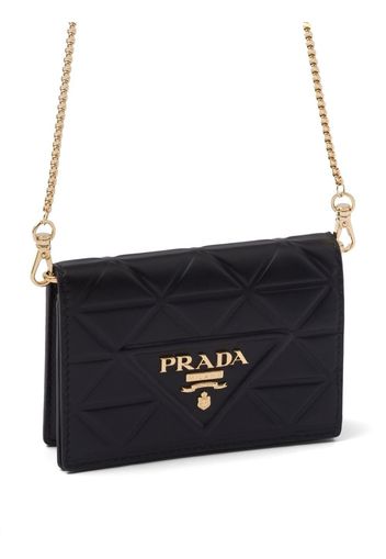Prada triangle-logo leather card holder - Schwarz