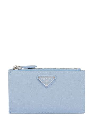 Prada leather logo-plaque card holder - Blau