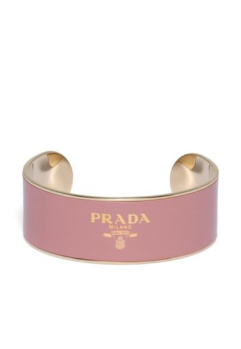 Prada logo-print enamel cuff bracelet - Rosa