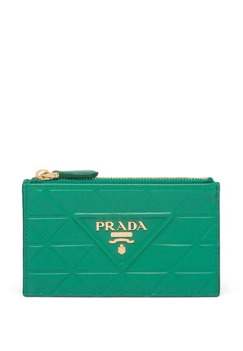 Prada triangle-embossed logo-plaque cardholder - Grün