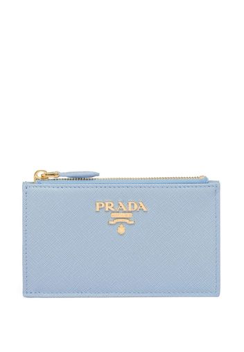 Prada logo-plaque Saffiano leather cardholder - Blau