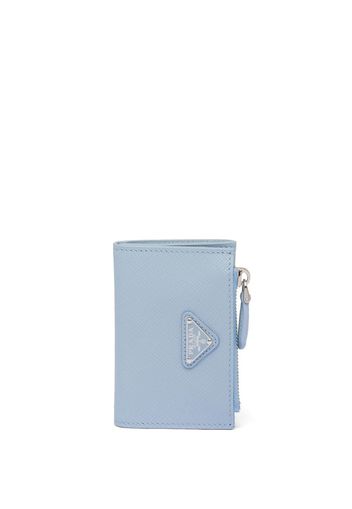 Prada logo-plaque Saffiano leather cardholder - Blau