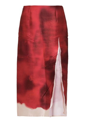 Prada triangle-logo satin midi skirt - Rot