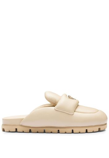 Prada triangle-logo padded slippers - Nude