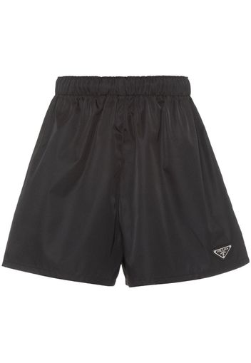 Prada enamelled-logo re-nylon shorts - Schwarz