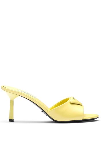 Prada triangle-logo leather mules - Gelb