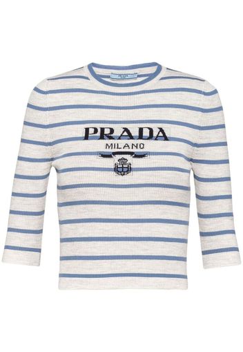 Prada intarsia-knit logo knitted top - Grau