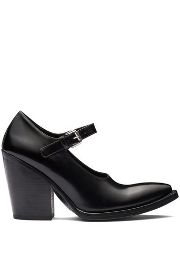 Prada 95mm brushed leather pumps - Schwarz