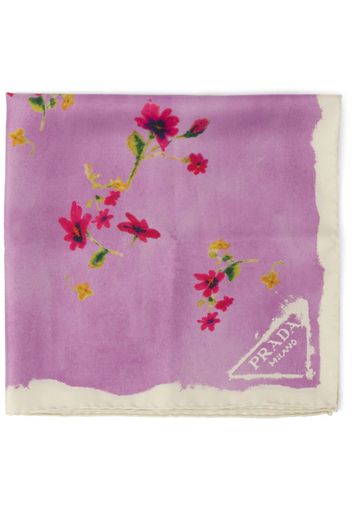 Prada watercolour-effect floral-print foulard - Violett