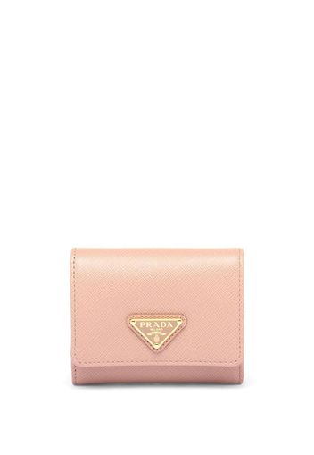 Prada triangle-logo Saffiano leather wallet - Rosa
