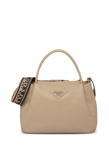 Prada logo-lettering top-handle bag - Nude