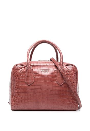 Prada crocodile-effect leather tote bag - Rosa