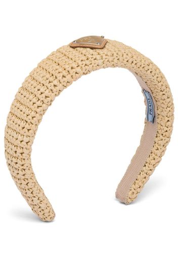 Prada triangle logo woven wicker headband - Nude