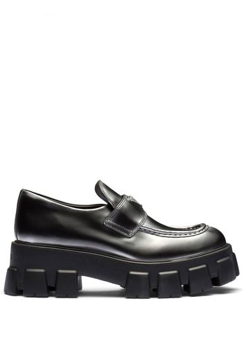 Prada Monolith ombré brushed leather loafers - Schwarz